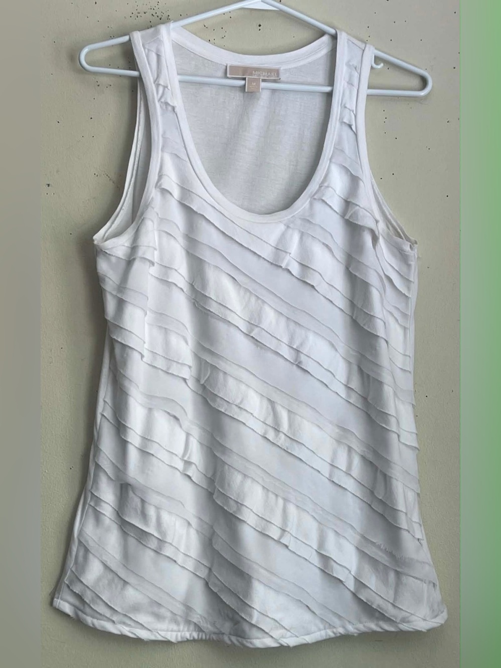 Michael Kors White Layered Ruffle Tank Top